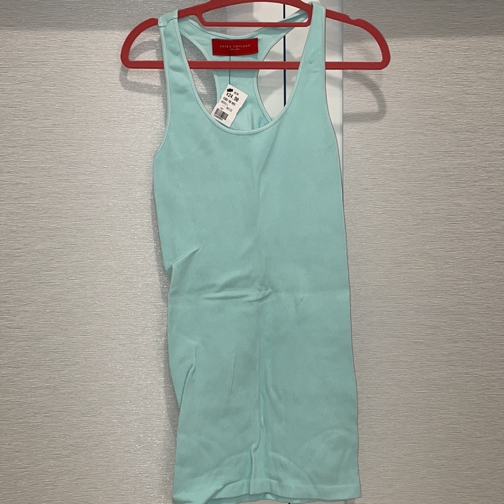 BRAND NEW AKIRA RIBBED TANK DRESS with tags!  MINT/Turquoise/light blue color